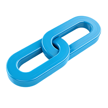 3D render of a blue link chain icon. png