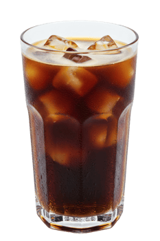 Iced Americano Coffee in a Glass with Ice Cubes, Isolated Transparent Background, Ideal for Cafe Menus and Beverage Promotions png