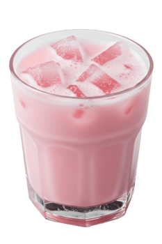 Rose Milk with Ice Cubes in a Glass, Isolated Transparent Background, Ideal for Summer Drinks and Cafe Menus png