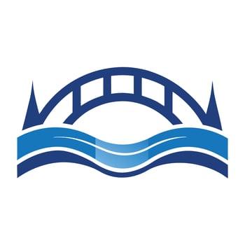 Modern Bridge Icon with Unique and Creative Water Wave Design vector