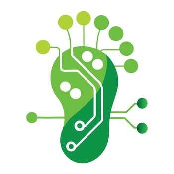 Modern Footprint Icon with Unique and Creative Circuit Path Design vector