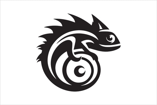 Tribal-Style Chameleon Silhouette Art vector