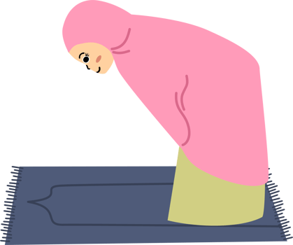 Muslim girl performs prayer png