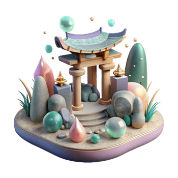 serene contemporary Zen Garden Japanese Culture Serenity Isolated professional png