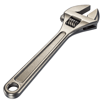 Highresolution image of a silver adjustable wrench, a versatile hand tool for tightening and loosening nuts and bolts png