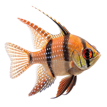 Stunning Closeup of a Freshwater Angelfish with Orange Brown and White Spots png