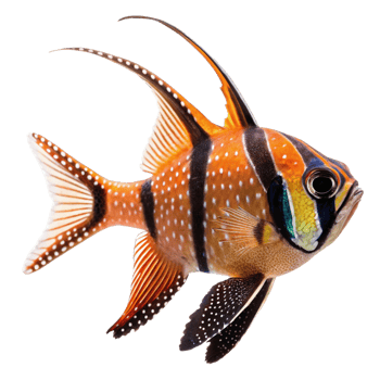 Stunning Image of a Spotted Mandarin Fish with Vibrant Orange and Black Stripes png