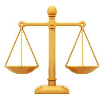 Golden scales of justice symbol. Law, balance, fairness concept. png