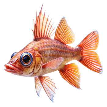 Stunning Red and Orange Tropical Fish with Striking Features and Fins png