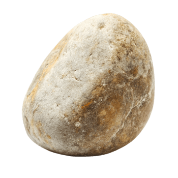 A Single Smooth River Rock with Beige Brown and Gray Tones Isolated on Black Background png