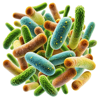 Microscopic View of a Cluster of Colorful Bacteria Rods png
