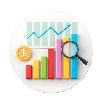 Financial growth, analysis, and investment success. png