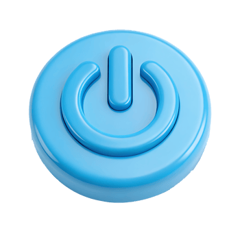 3D render of a blue power button. png
