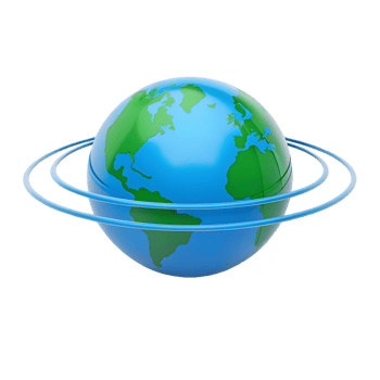 Earth with rings, global network concept png