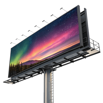 Large Outdoor Billboard Displaying a Stunning Aurora Borealis Night Sky Scene png