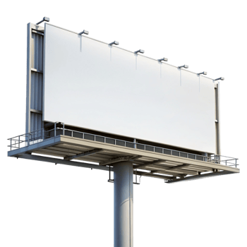 Large Blank Billboard Sign on a Metal Structure Against Black Background png