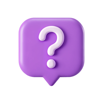 Purple question mark speech bubble 3D render png