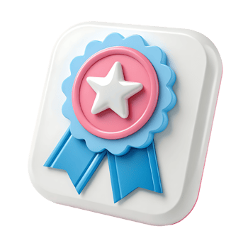 3D rendered award badge icon. Achievement, success, prize. png