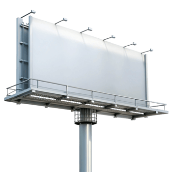 Large Blank Billboard on a Tall Metal Pole for Outdoor Advertising png