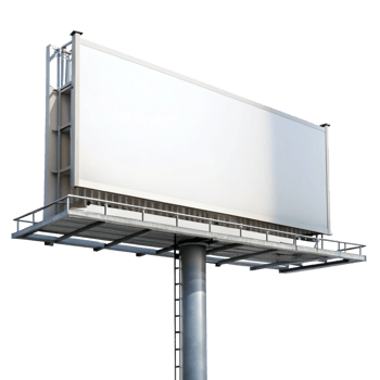 Large Blank Billboard on a Metal Pole Against a Black Background png
