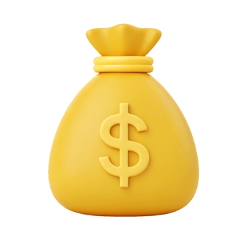 3D rendering of a yellow money bag with dollar sign. png