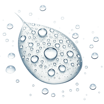 Water Droplets on a Leaf Shaped Surface with Surrounding Water Droplets png