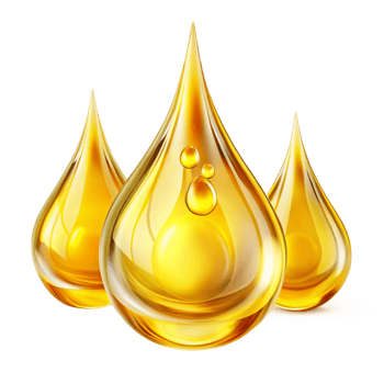 Three Golden Oil Drops Closeup High Resolution Image png