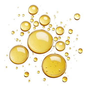 Abstract image of golden oil drops floating on a black background, showcasing texture and fluidity png