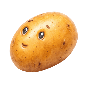 Adorable Cartoon Potato with Happy Face and Brown Eyes png