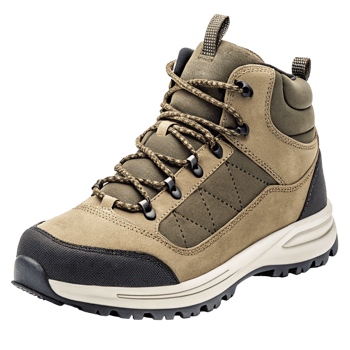Stylish Beige and Olive Green Hiking Boots for Outdoor Adventures png