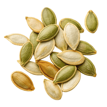A CloseUp View of a Pile of Roasted Pumpkin Seeds Showing Variation in Color and Texture png