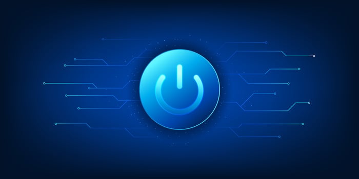 Technology switch background, the on off button on the side is a technology circuit, representing the beginning of limitless technology, a symbol of unlocking potential, towards possibilities. vector