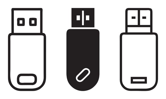 USB flash drive icons set, Simple Illustration of a USB Flash Drive vector