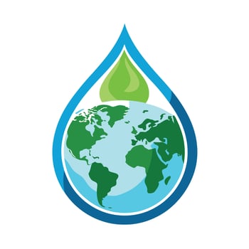 Stylized Water Drop Icon with Earth and Modern Design Elements vector