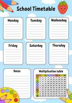 School timetable printable vector