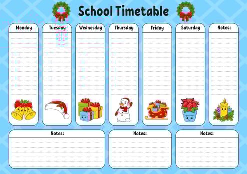 Christmas school schedule template vector