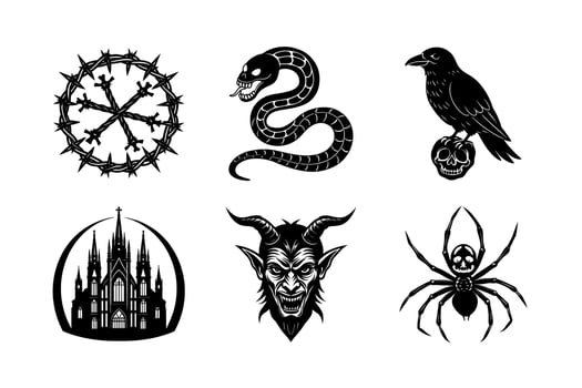 Dark and Symbolic Icons Set for Gothic or Horror Design vector