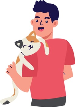 People Character with Cute Cat vector