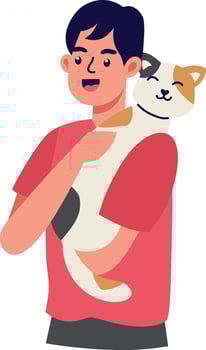 People Character with Cute Cat. Flat Illustration. vector