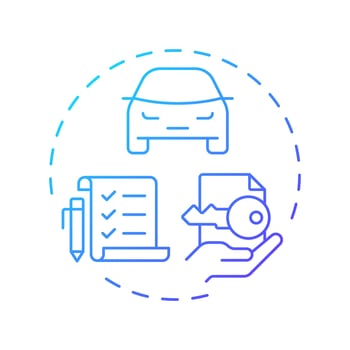 Vehicle title management blue gradient concept icon. Documentation organization, compliance. Round shape line illustration. Abstract idea. Graphic design. Easy to use in infographic, presentation vector