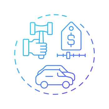 Wholesale dealer blue gradient concept icon. Car auction, selling. Commerce, business. Round shape line illustration. Abstract idea. Graphic design. Easy to use in infographic, presentation vector