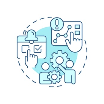 Risk monitoring and review soft blue concept icon. Tracking changes. Danger management process. Round shape line illustration. Abstract idea. Graphic design. Easy to use in promotional material vector