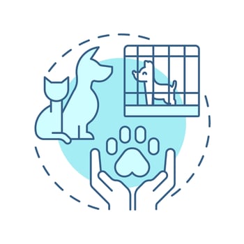 Animal shelters soft blue concept icon. Safe spaces for pets during emergencies. Public safety facility. Round shape line illustration. Abstract idea. Graphic design. Easy to use in application vector