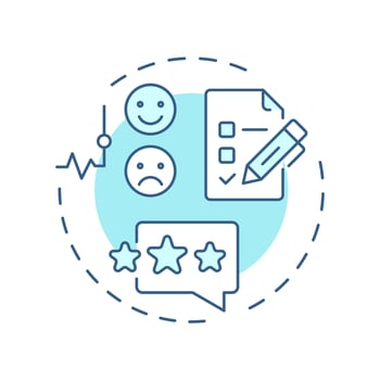 Employee engagement survey soft blue concept icon. Feedback checklist, review. Round shape line illustration. Abstract idea. Graphic design. Easy to use in infographic, presentation vector
