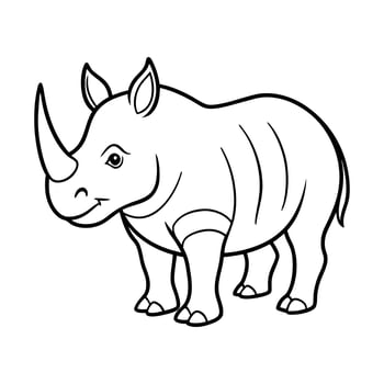 Strong Rhino Outline Illustration for Coloring Book Powerful Wild Animal Line Art for Kids and Adults vector
