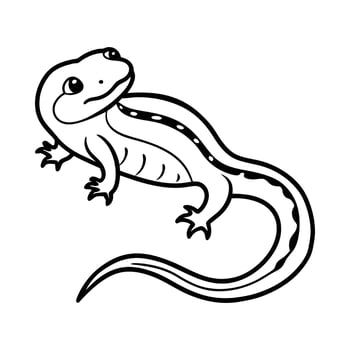 Minimalist Black and White Newt Drawing with Fine Details, for coloring book vector