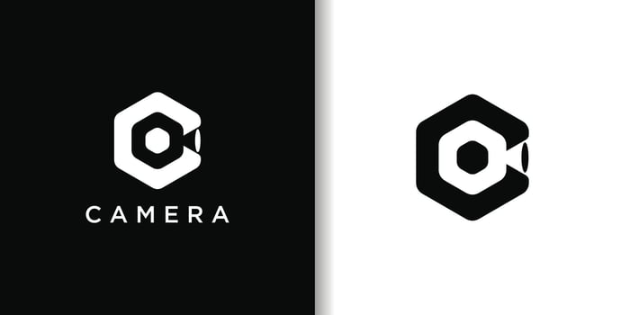 Camera logo design with Initial Letter C. Premium vector