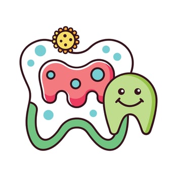Tooth Decay and Dental Plaque Caused by Bacteria vector