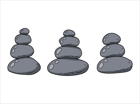 Group of stone. Pile of minimalist tower. Wellness and calm symbol. Rock pyramid and zen balance with stability vector