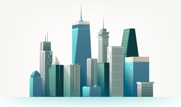 City skyline horizontal illustration city buildings complex vector